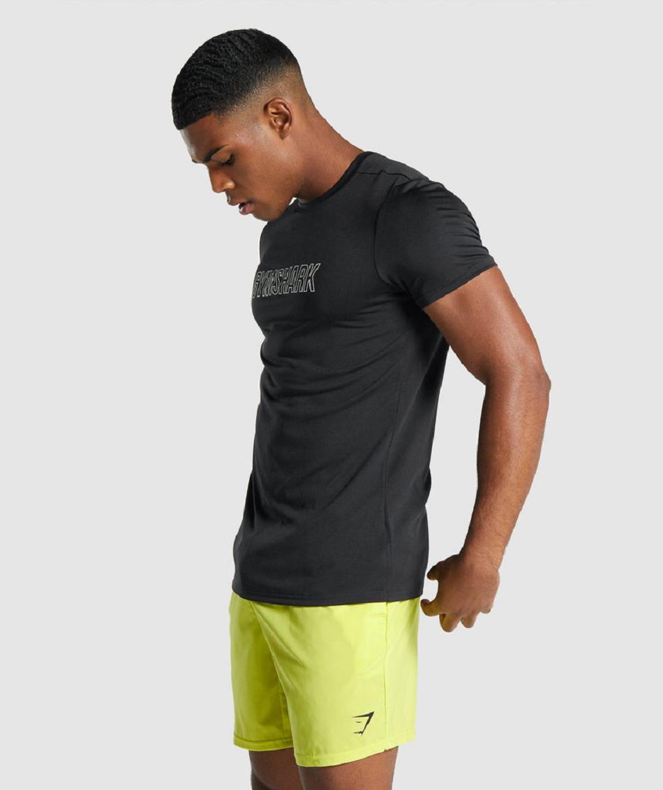 T Shirts Gymshark Arrival Estampados Hombre Negros | MX_3129ZUT