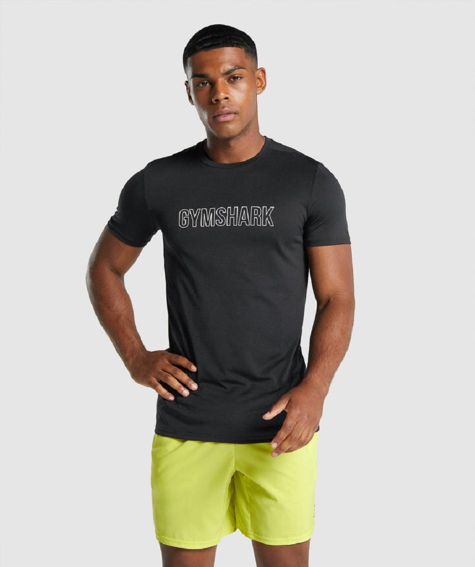 T Shirts Gymshark Arrival Estampados Hombre Negros | MX_3129ZUT