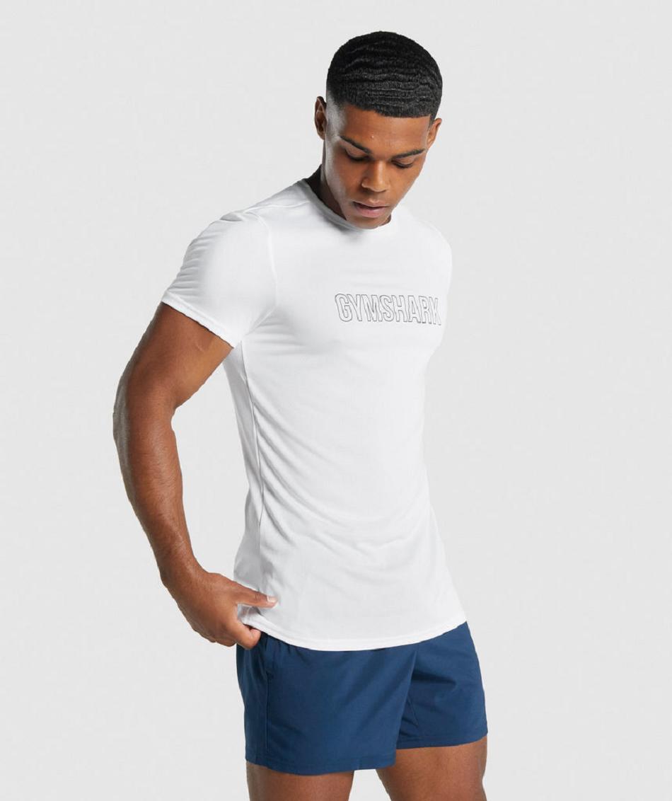 T Shirts Gymshark Arrival Estampados Hombre Blancos | MX_3144JPQ