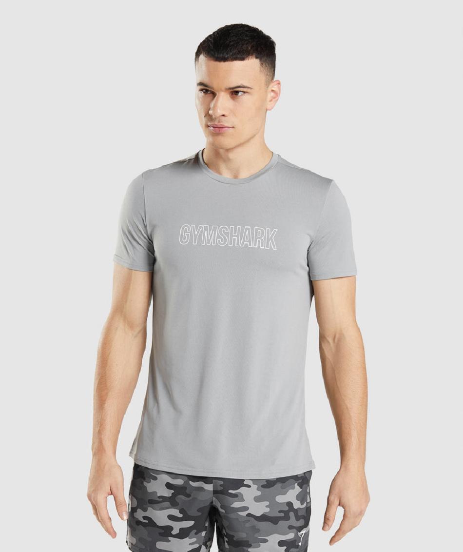 T Shirts Gymshark Arrival Estampados Hombre Grises | MX_3156EBC