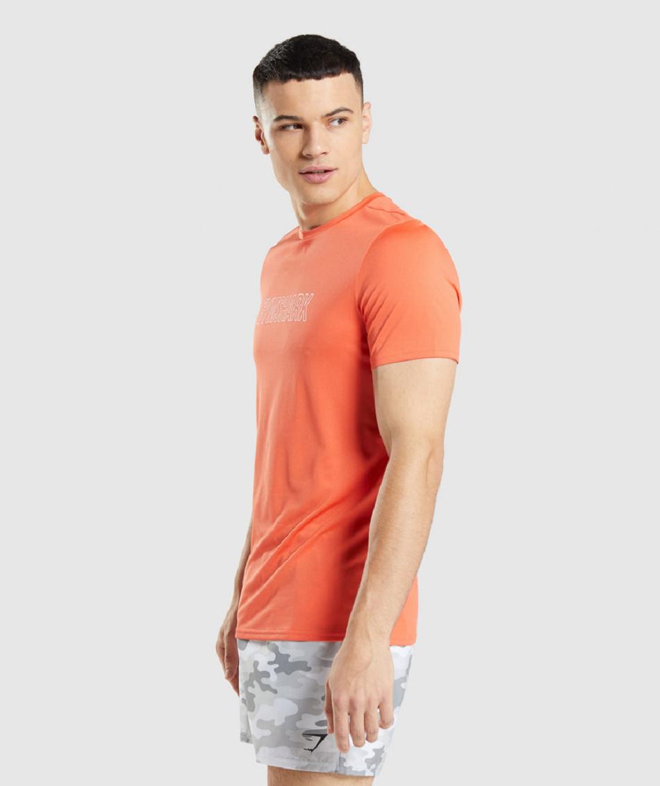 T Shirts Gymshark Arrival Estampados Hombre Naranjas | MX_3202CTV