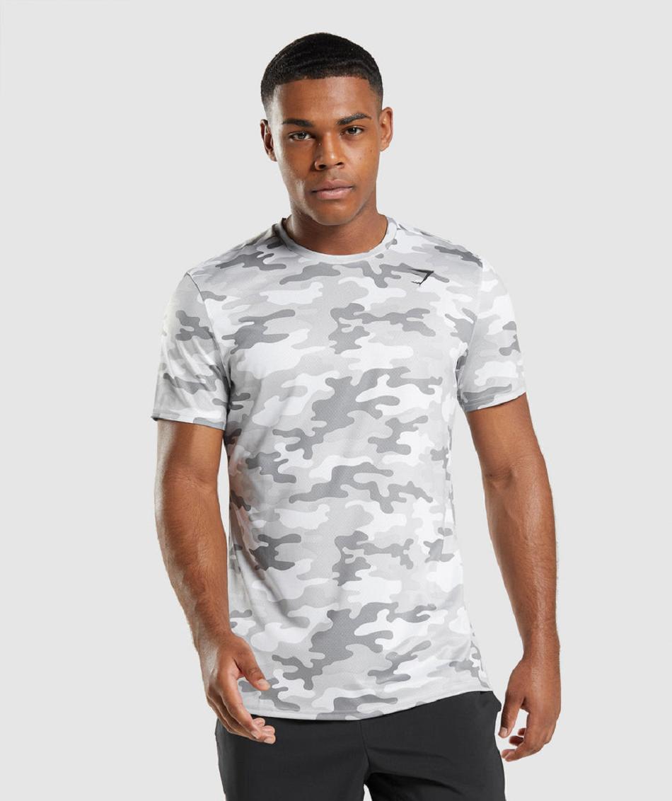 T Shirts Gymshark Arrival Hombre Grises Claro Camuflados | MX_3134NWY