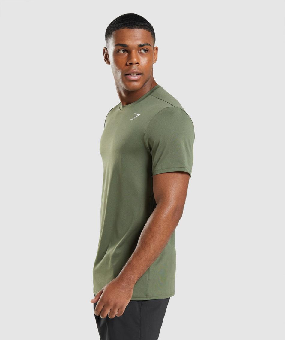 T Shirts Gymshark Arrival Hombre Verde Oliva | MX_3238FDN