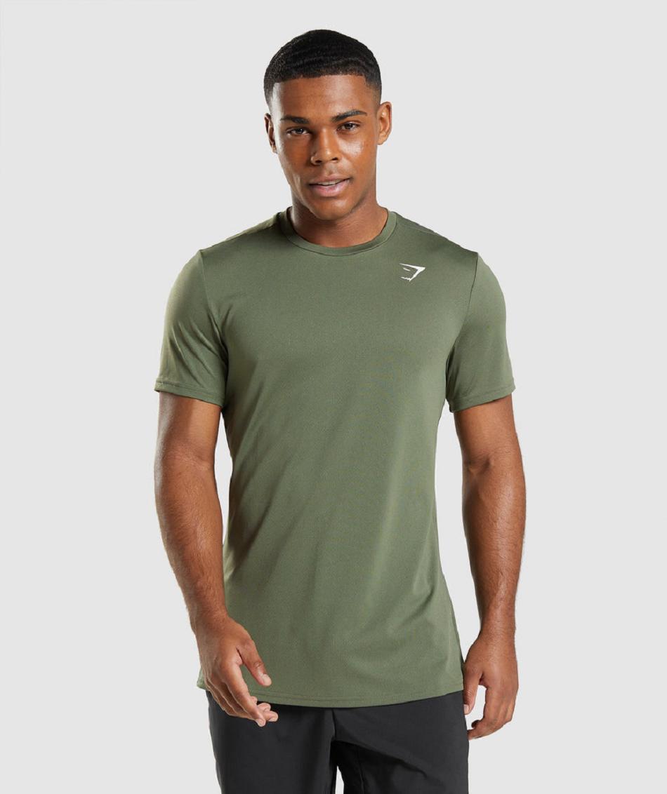 T Shirts Gymshark Arrival Hombre Verde Oliva | MX_3238FDN