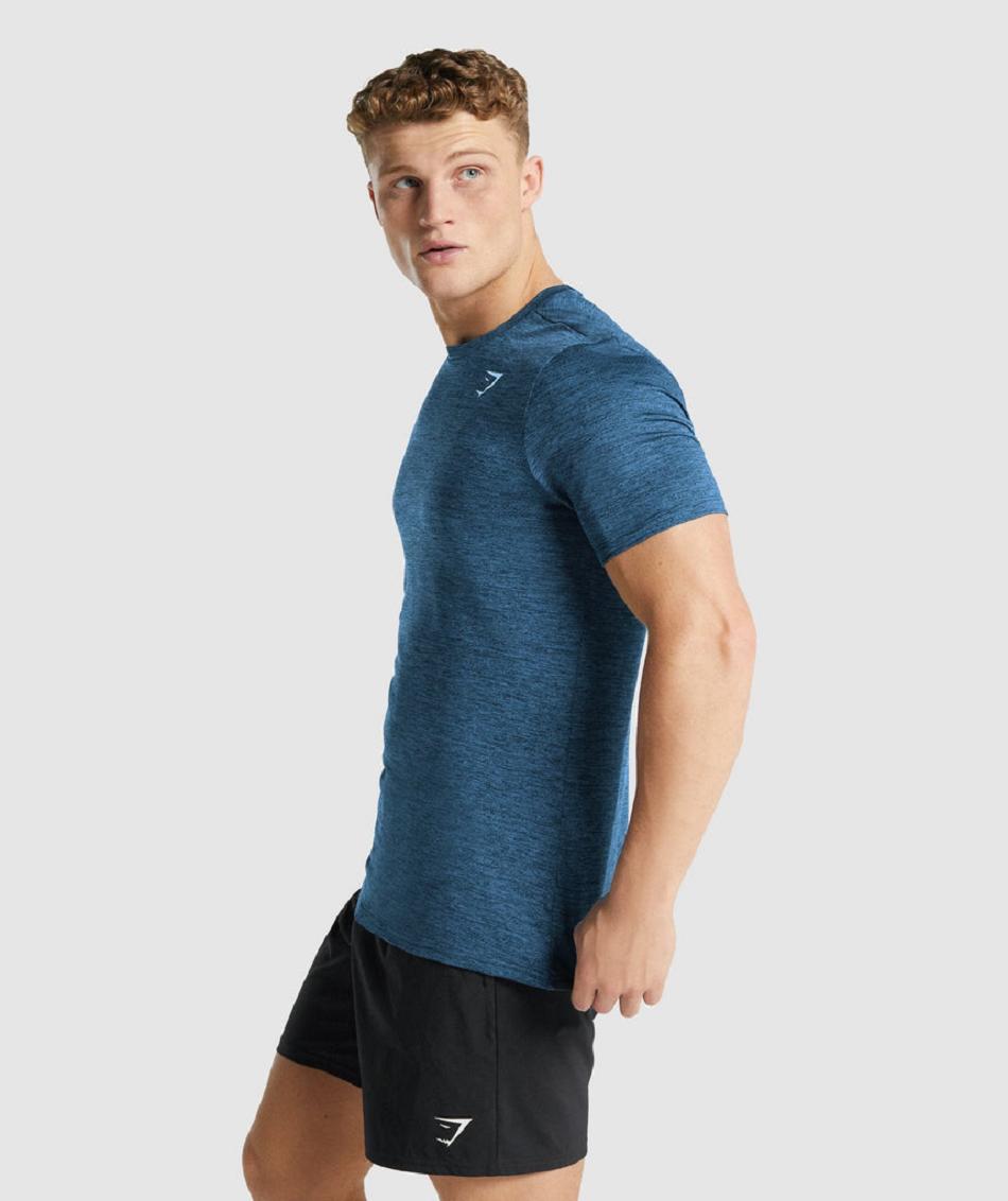 T Shirts Gymshark Arrival Marl Hombre Azul Marino | MX_3212FDN