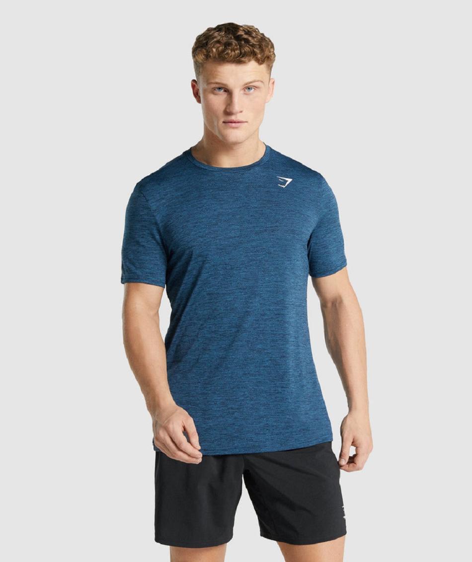 T Shirts Gymshark Arrival Marl Hombre Azul Marino | MX_3212FDN