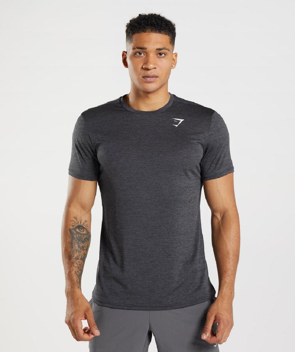 T Shirts Gymshark Arrival Marl Hombre Negros Negros Grises | MX_3166DFM