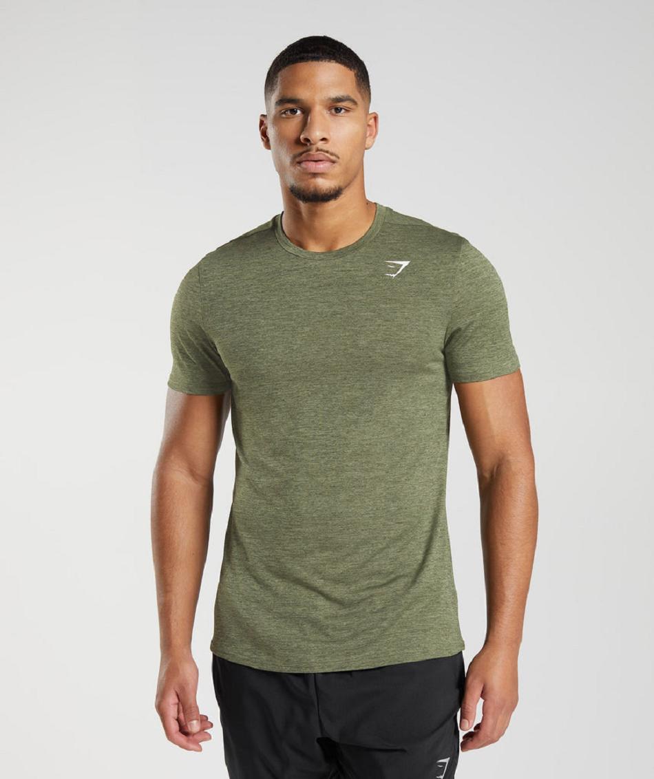 T Shirts Gymshark Arrival Marl Hombre Verde Oliva Verde Oliva | MX_3282DFM