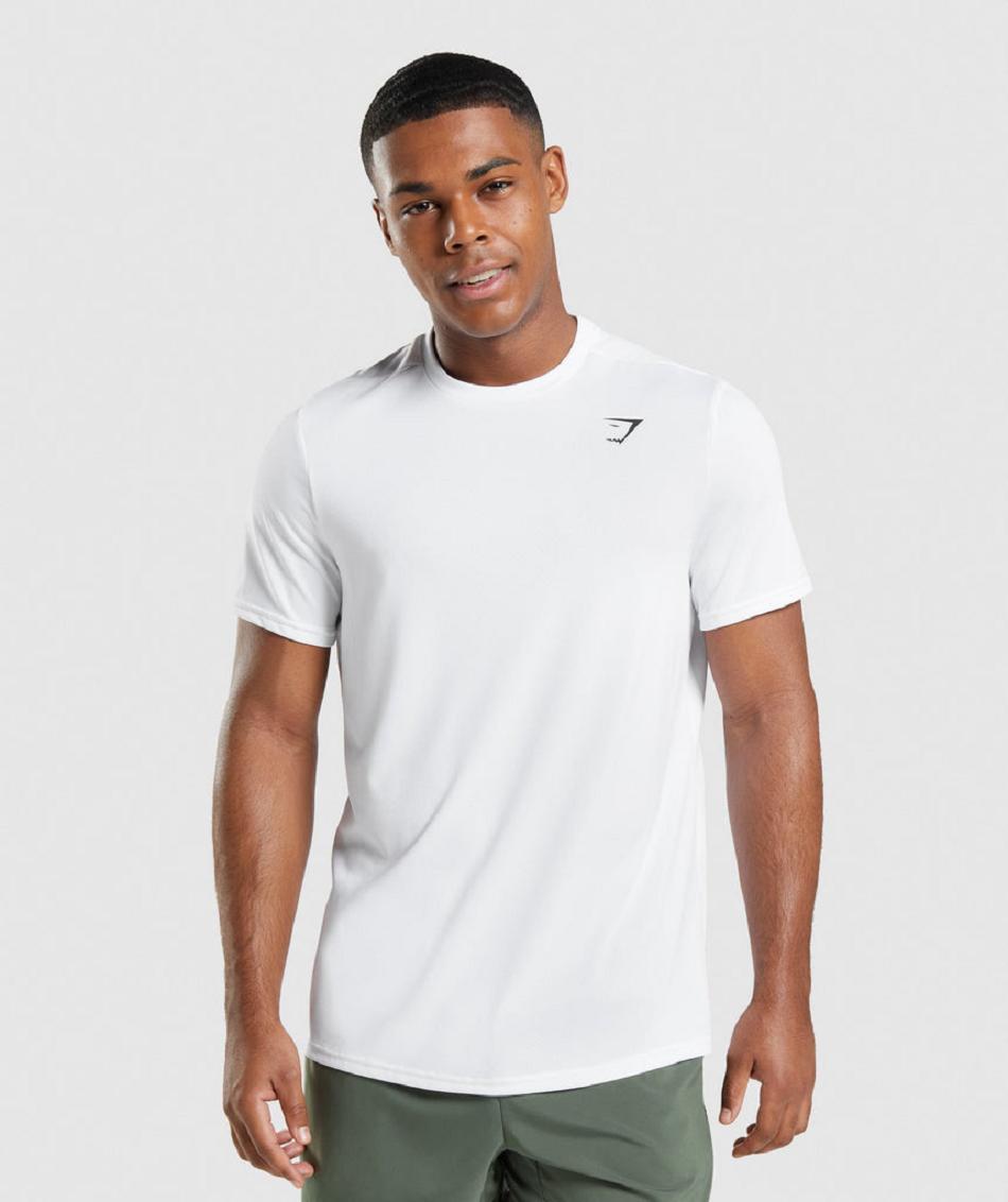 T Shirts Gymshark Arrival Regular Fit Hombre Blancos | MX_3277MQZ