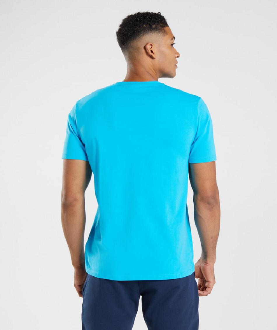 T Shirts Gymshark Block Hombre Grises Oscuro Azules | MX_3260PJJ