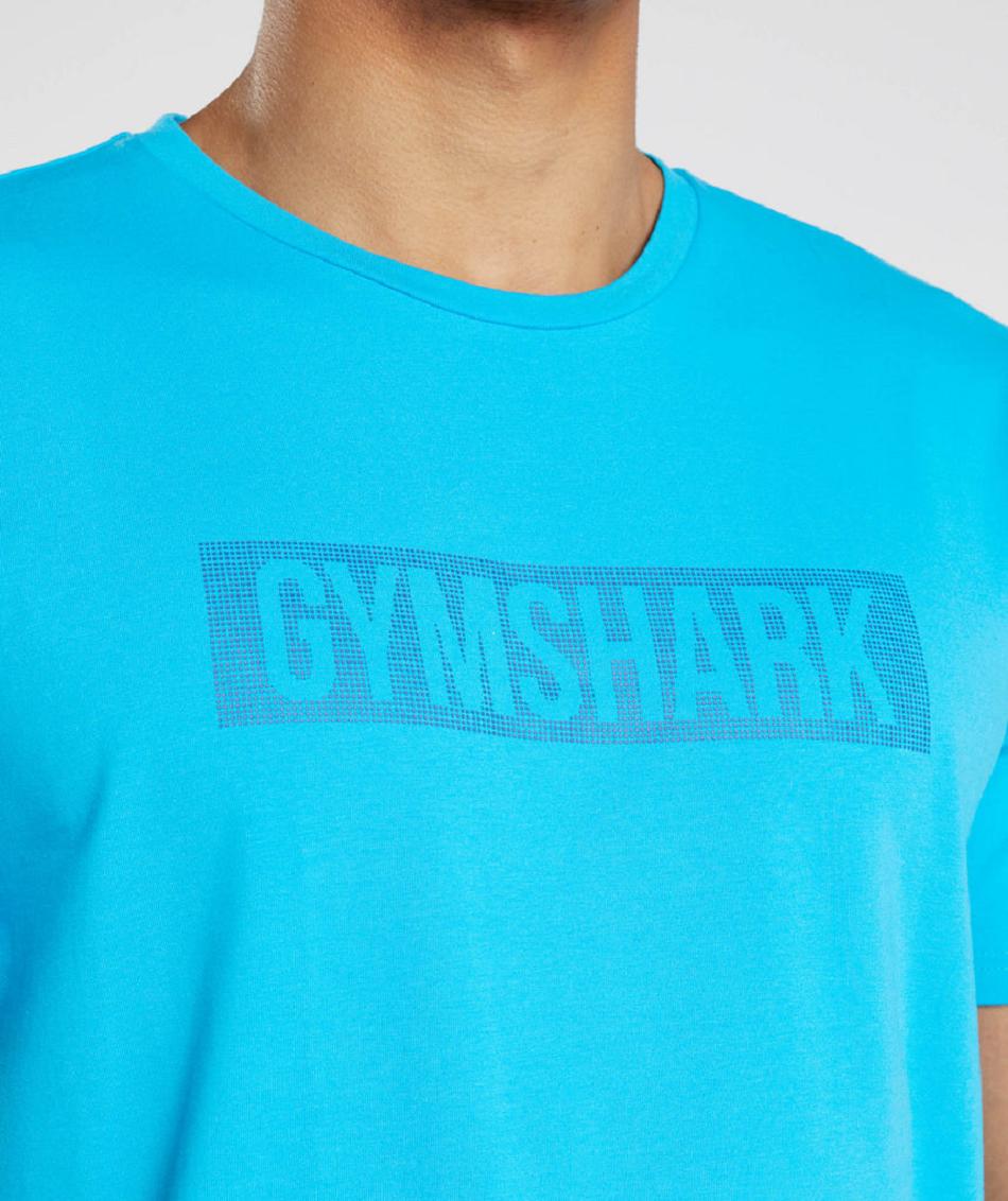 T Shirts Gymshark Block Hombre Grises Oscuro Azules | MX_3260PJJ