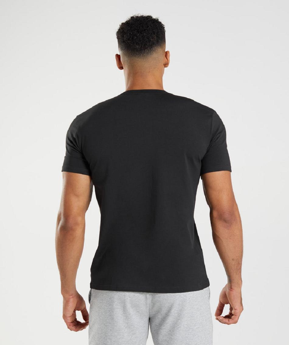 T Shirts Gymshark Block Hombre Negros | MX_3264DFM