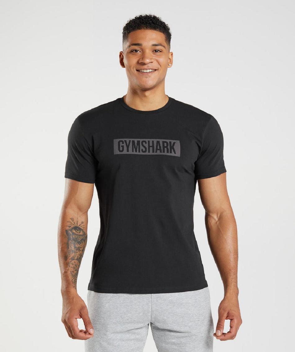 T Shirts Gymshark Block Hombre Negros | MX_3264DFM