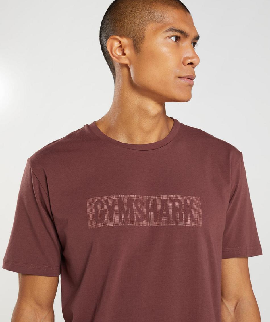 T Shirts Gymshark Block Hombre Rosas Marrom | MX_3257UZG