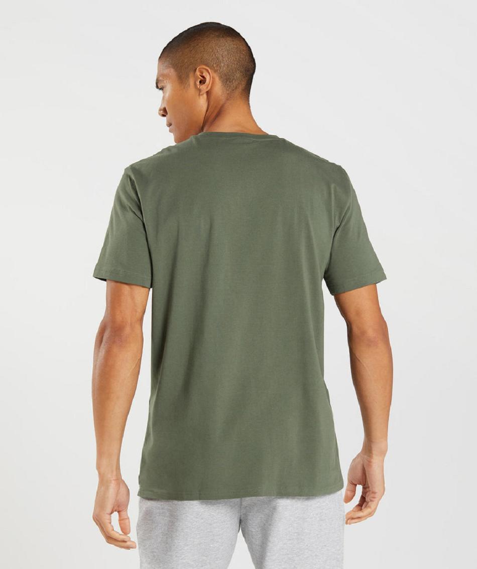 T Shirts Gymshark Block Hombre Verde Oliva | MX_3252WNB