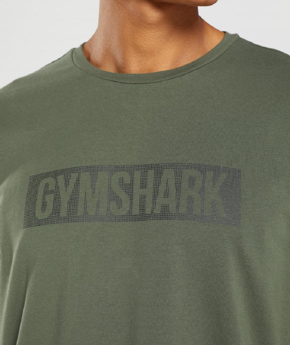 T Shirts Gymshark Block Hombre Verde Oliva | MX_3252WNB