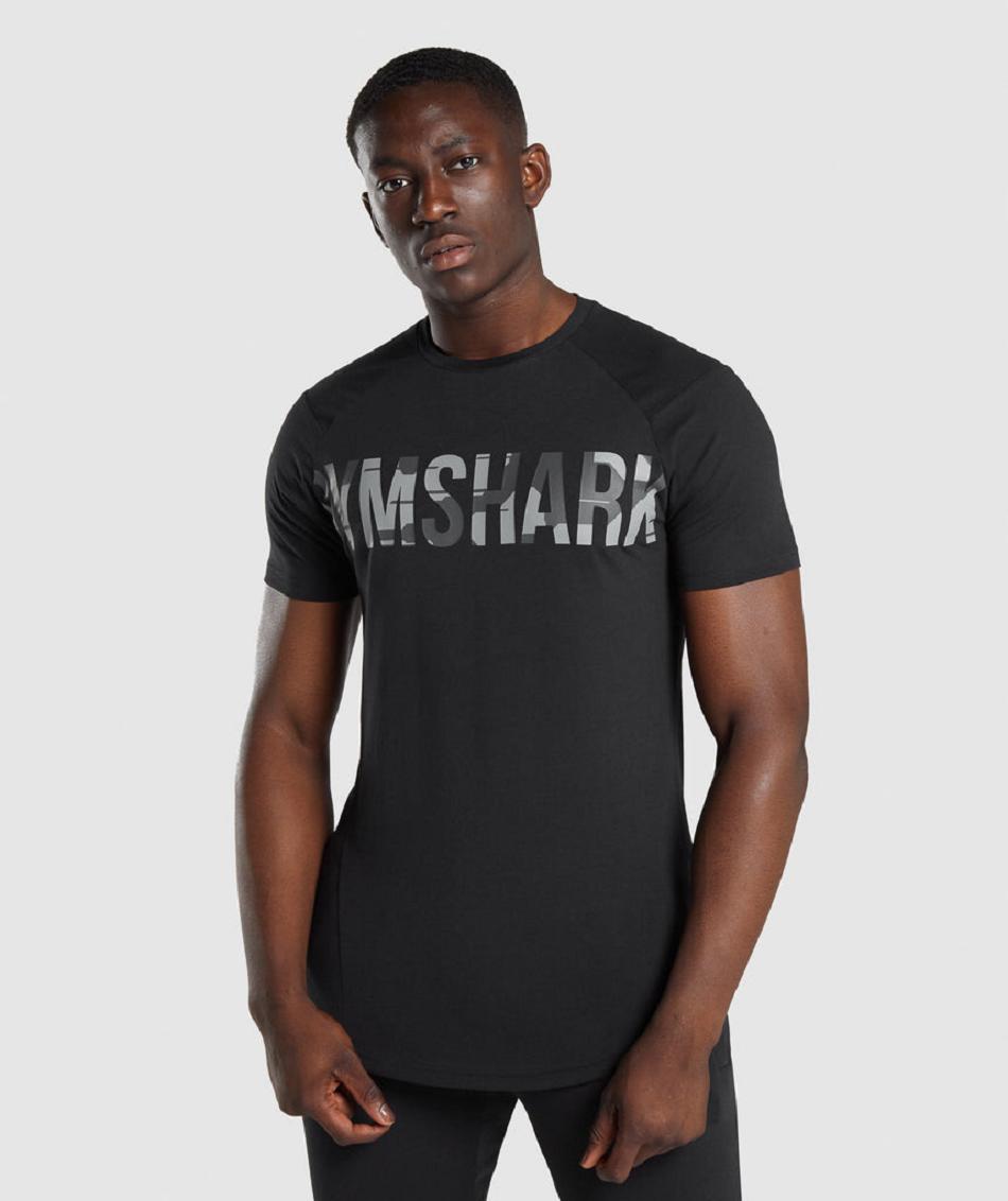 T Shirts Gymshark Bold Hombre Negros Camuflados | MX_3124GSO