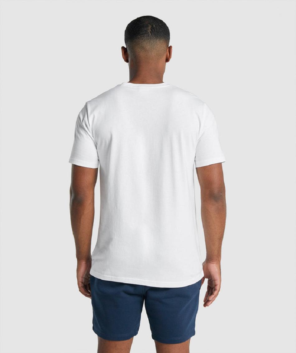 T Shirts Gymshark Crest Hombre Blancos | MX_3274VRW