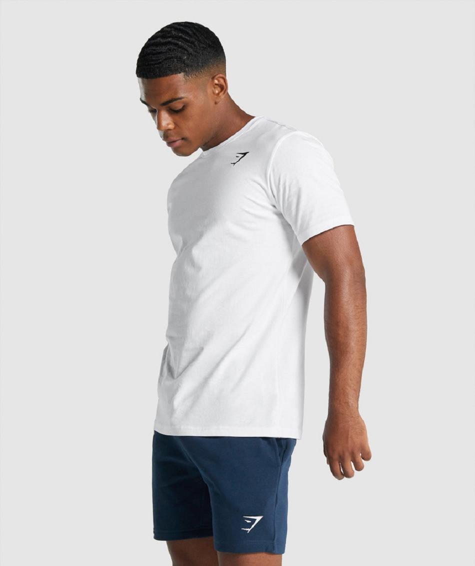 T Shirts Gymshark Crest Hombre Blancos | MX_3274VRW