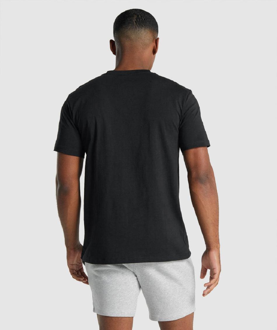 T Shirts Gymshark Crest Hombre Negros | MX_3285HAP