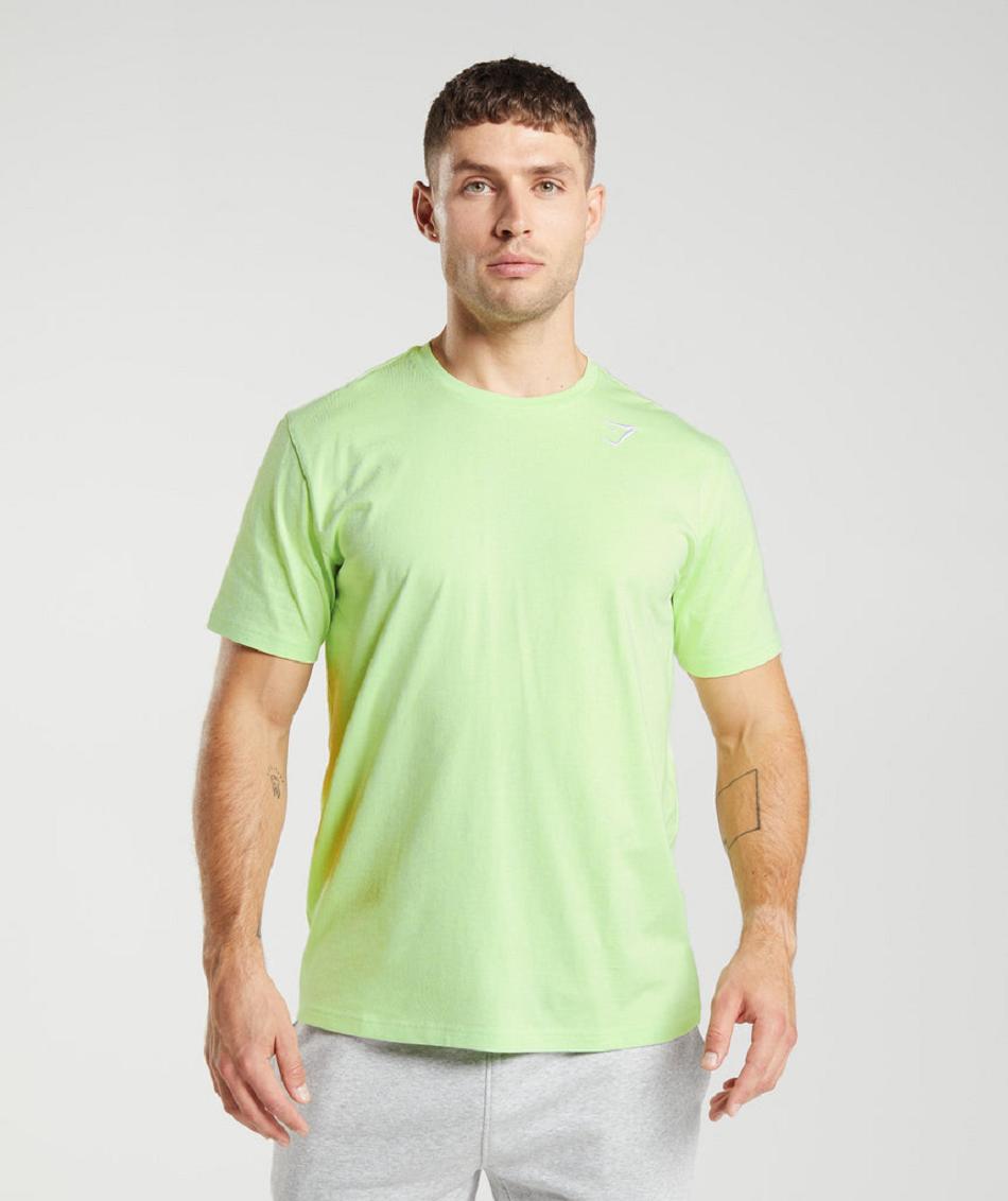 T Shirts Gymshark Crest Hombre Verdes | MX_3289ZUT