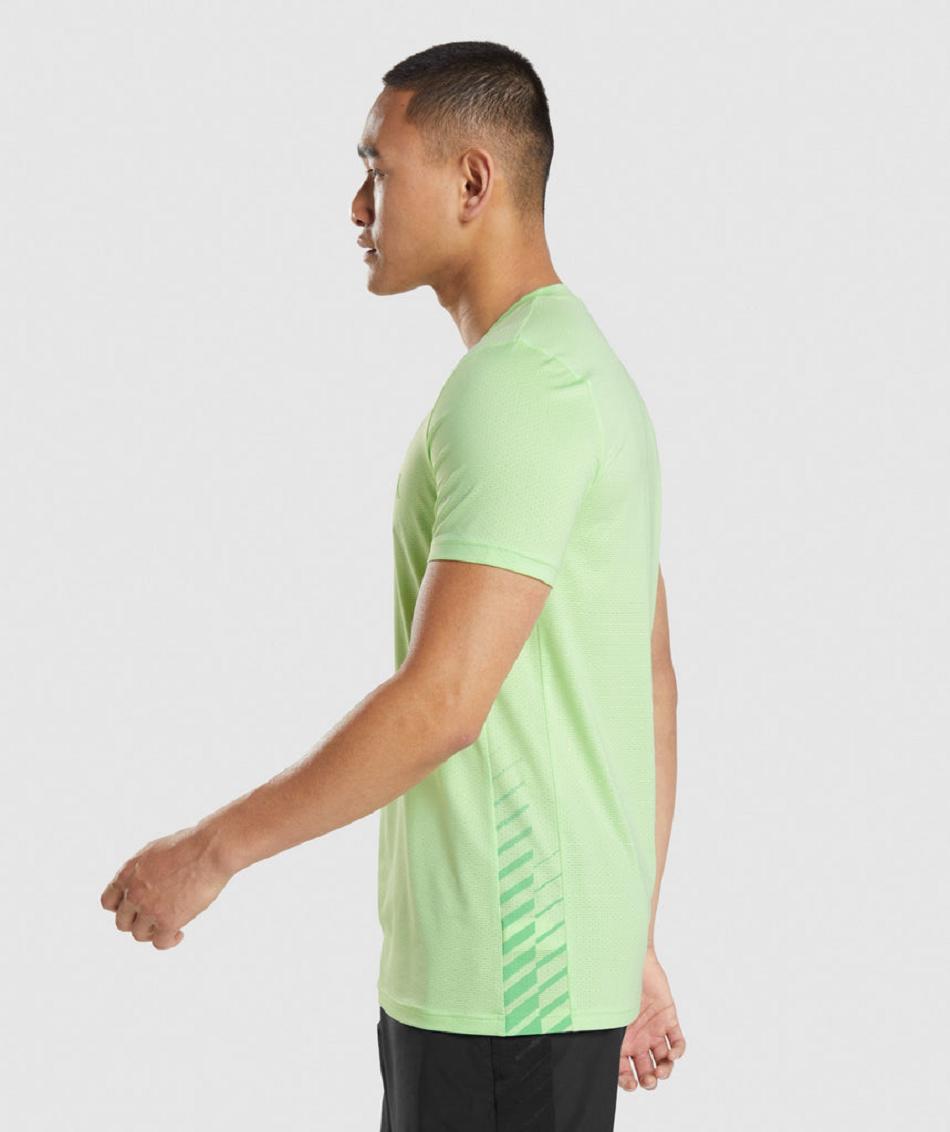 T Shirts Gymshark Deporte Stripe Hombre Verdes | MX_3100KOR