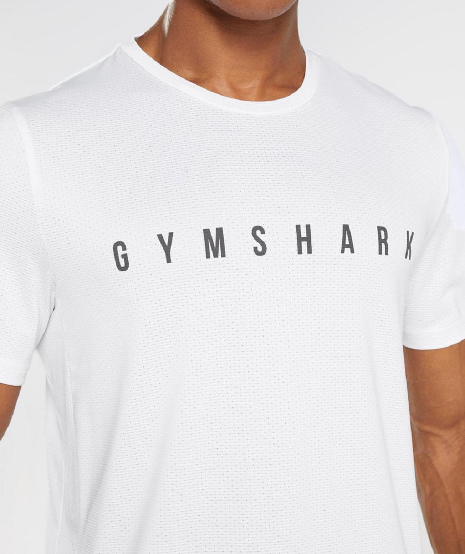 T Shirts Gymshark Deporte Stripe Hombre Blancos | MX_3101LIS