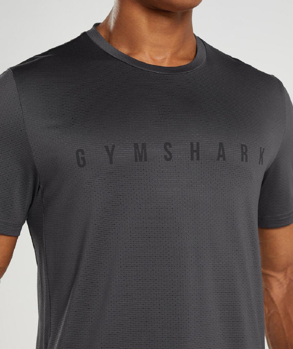 T Shirts Gymshark Deporte Stripe Hombre Negros Grises | MX_3102ZUT