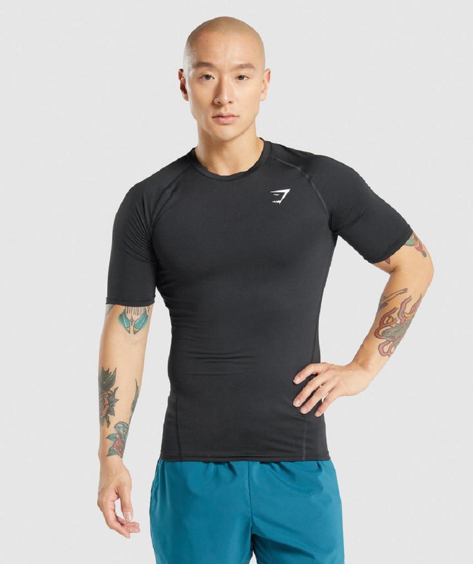 T Shirts Gymshark Element Baselayer Hombre Negros | MX_2928FDN