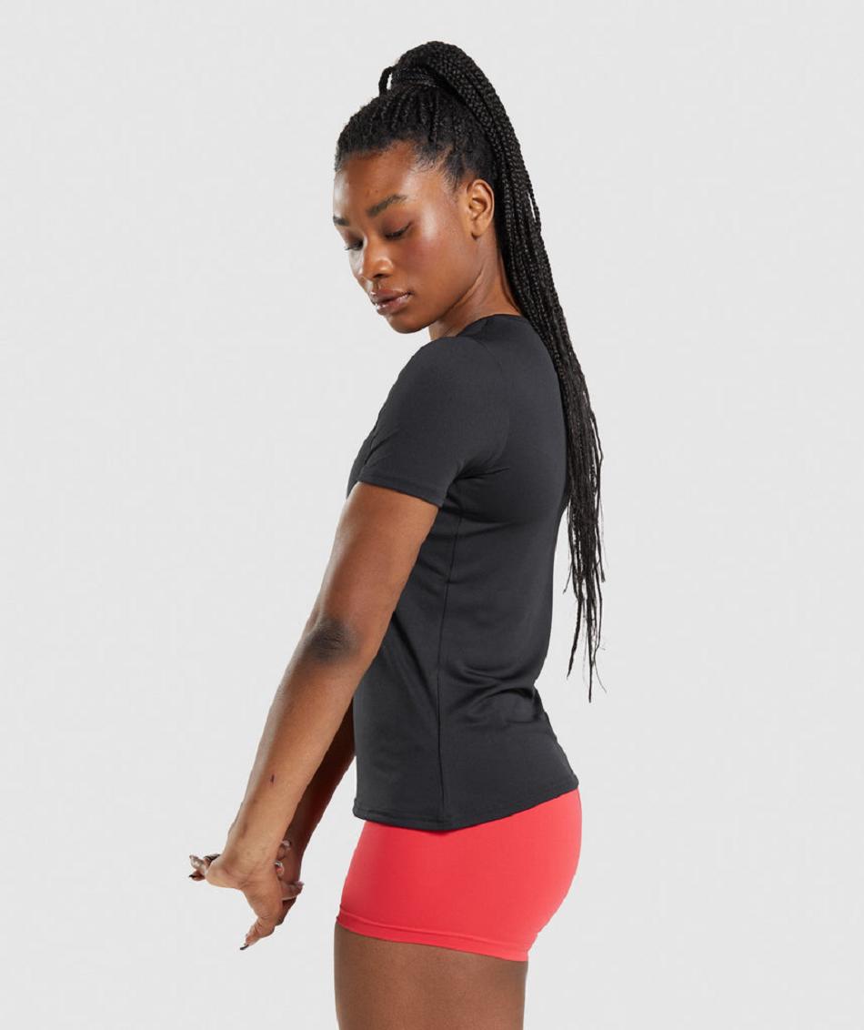 T Shirts Gymshark Entrenamiento Mujer Negros | MX_4023UZG