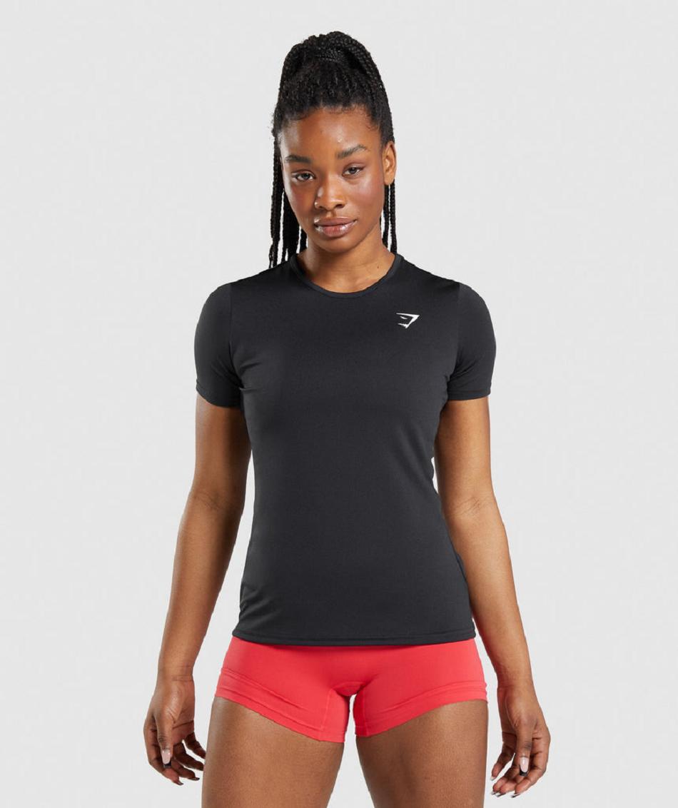 T Shirts Gymshark Entrenamiento Mujer Negros | MX_4023UZG