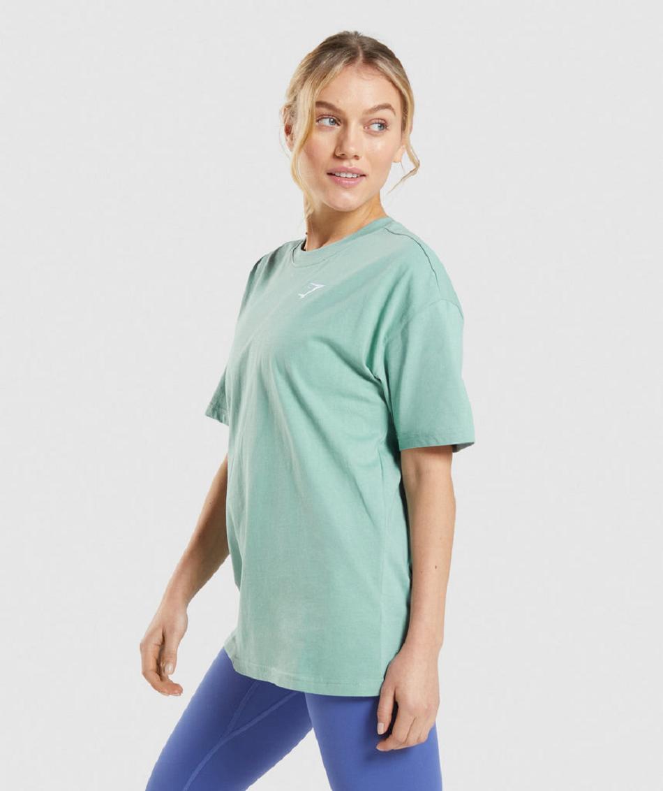 T Shirts Gymshark Entrenamiento Oversized Mujer Azules | MX_4017QMA