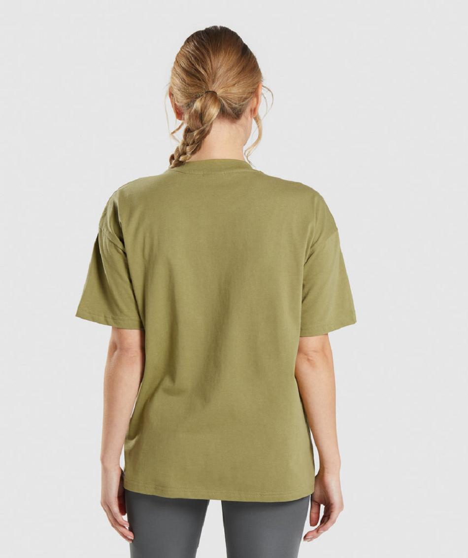 T Shirts Gymshark Entrenamiento Oversized Mujer Verdes | MX_4020RVD