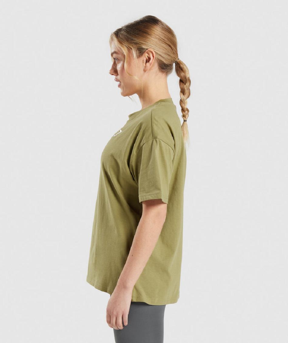 T Shirts Gymshark Entrenamiento Oversized Mujer Verdes | MX_4020RVD