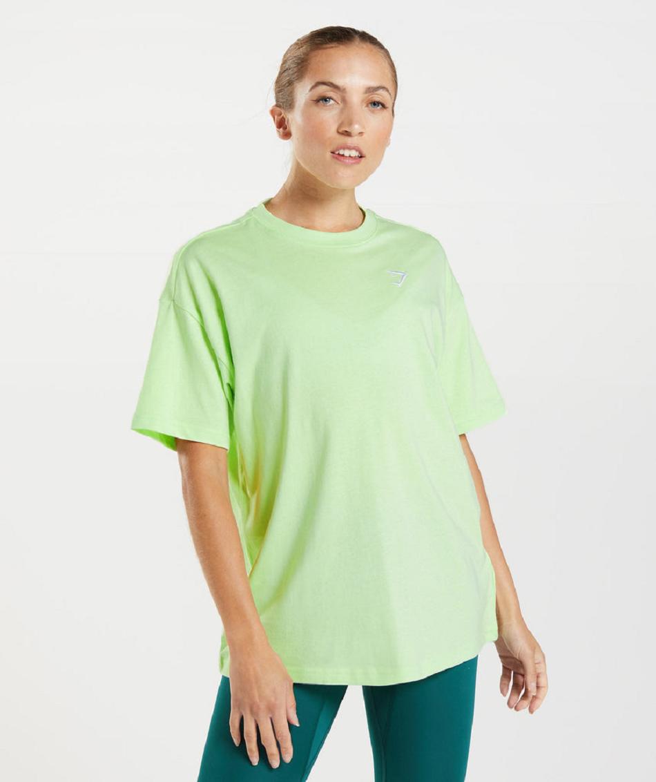 T Shirts Gymshark Entrenamiento Oversized Mujer Verdes | MX_4024ILH