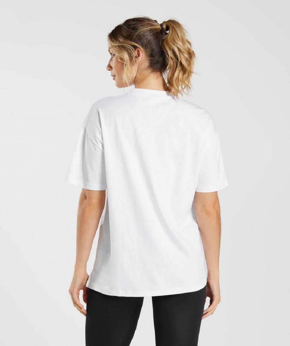 T Shirts Gymshark Entrenamiento Oversized Mujer Blancos | MX_4027AHK