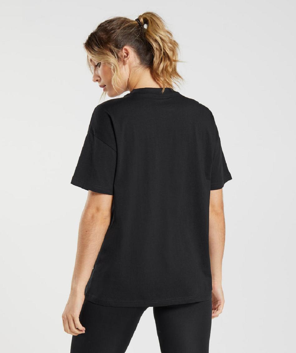 T Shirts Gymshark Entrenamiento Oversized Mujer Negros | MX_4038XYU