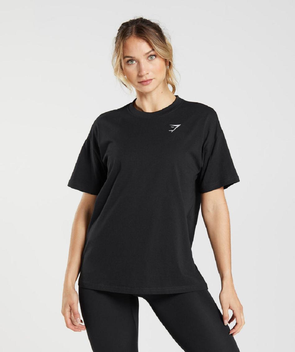 T Shirts Gymshark Entrenamiento Oversized Mujer Negros | MX_4038XYU