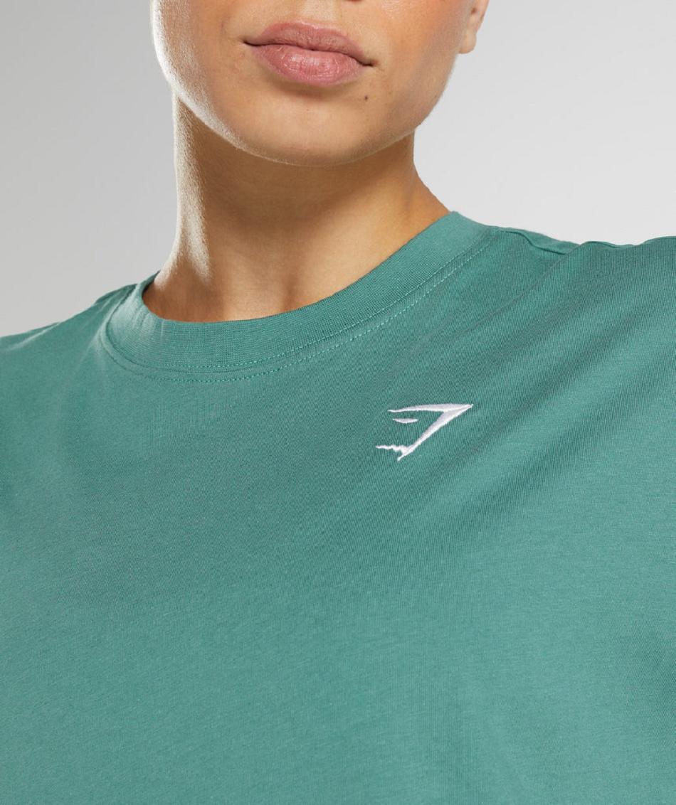 T Shirts Gymshark Entrenamiento Oversized Mujer Verdes | MX_4039CTV