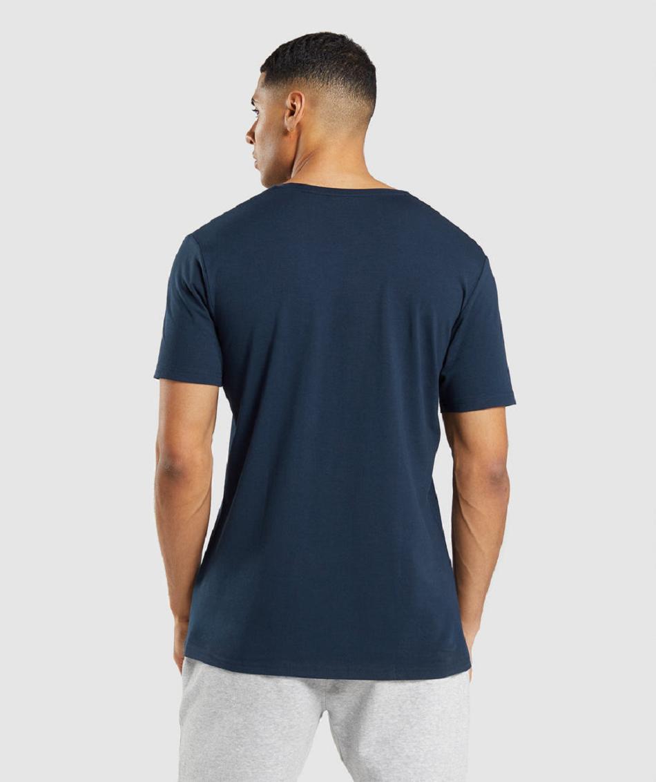 T Shirts Gymshark Essential Hombre Azul Marino | MX_3179MQZ