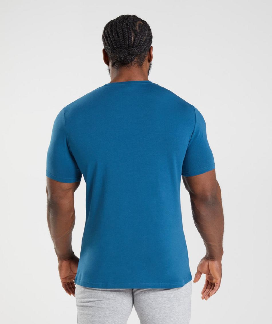 T Shirts Gymshark Essential Hombre Azules | MX_3245XYU