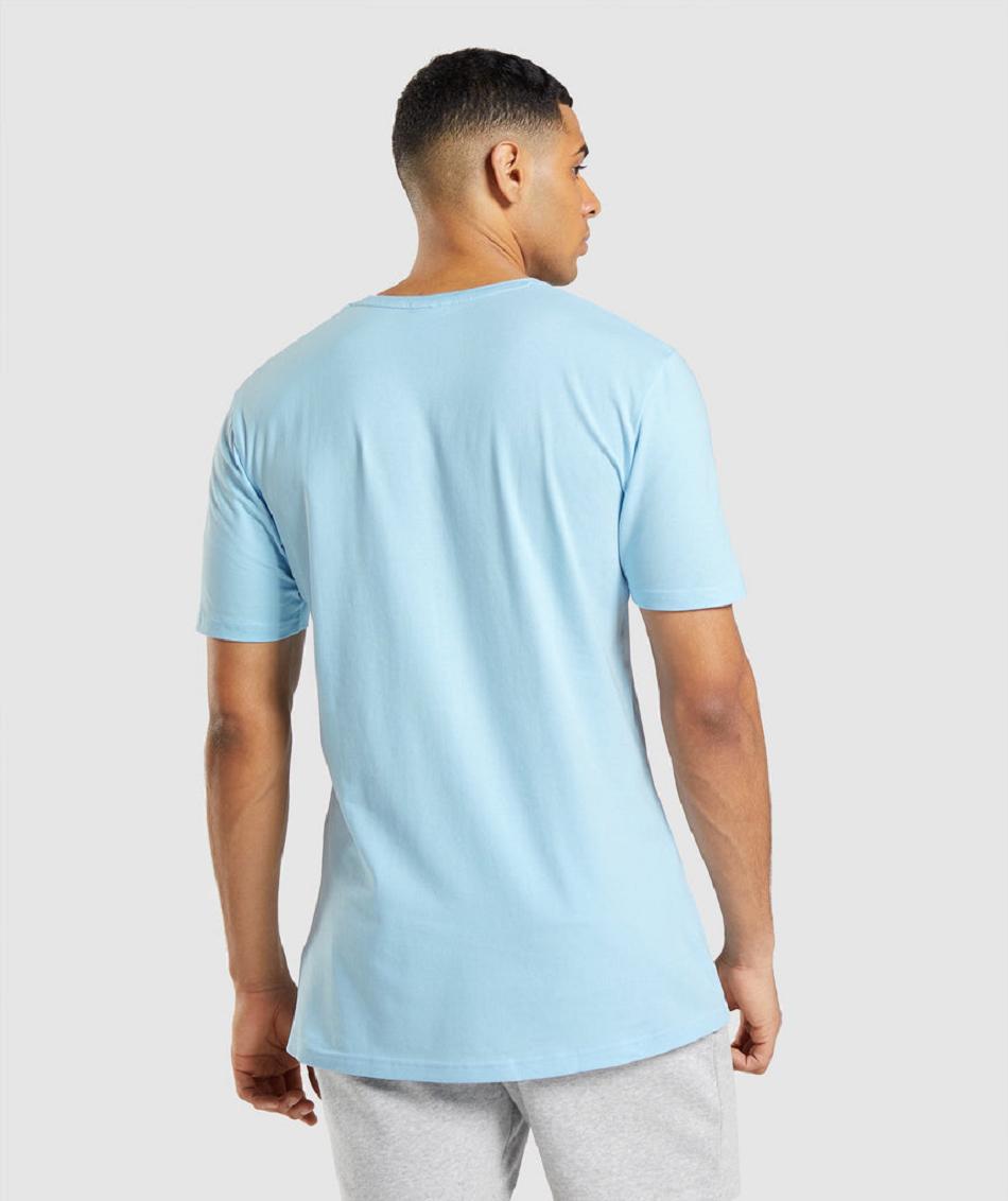 T Shirts Gymshark Essential Hombre Beige Azules | MX_3204BEX