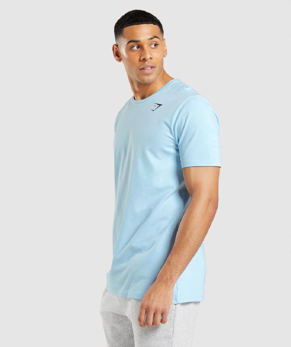 T Shirts Gymshark Essential Hombre Beige Azules | MX_3204BEX