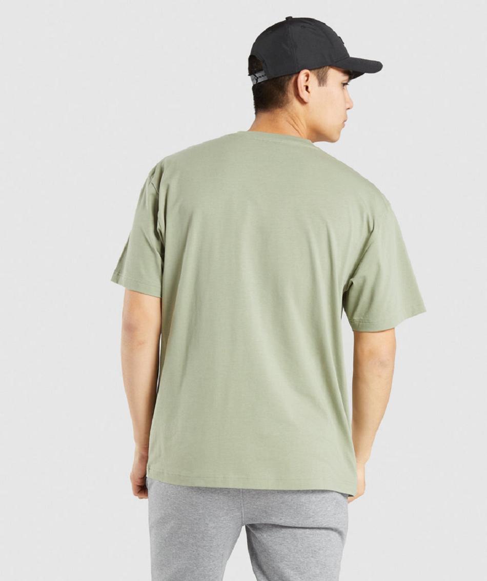 T Shirts Gymshark Essential Oversized Hombre Verdes Claro | MX_3188OKI