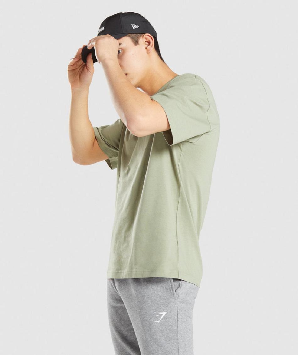 T Shirts Gymshark Essential Oversized Hombre Verdes Claro | MX_3188OKI