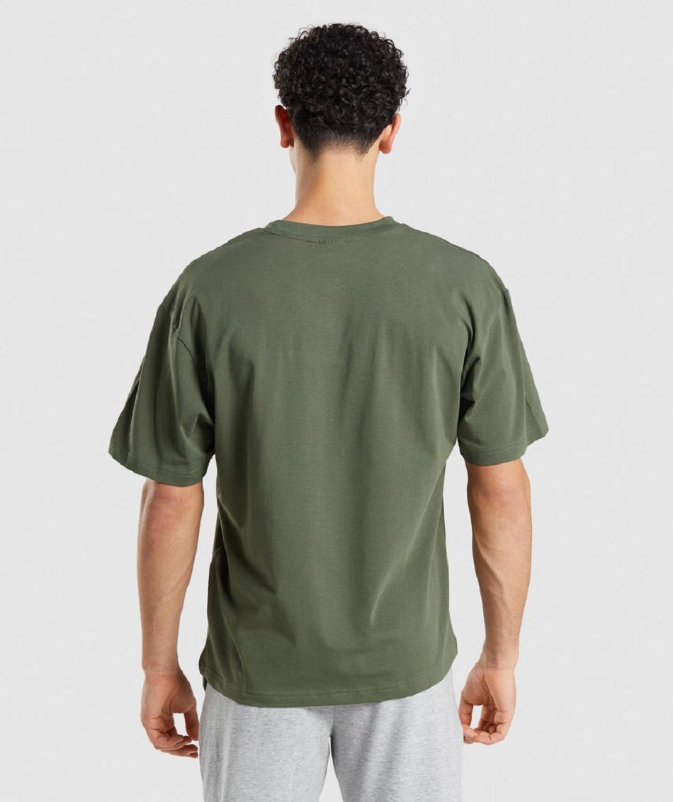 T Shirts Gymshark Essential Oversized Hombre Verde Oliva | MX_3241JPQ