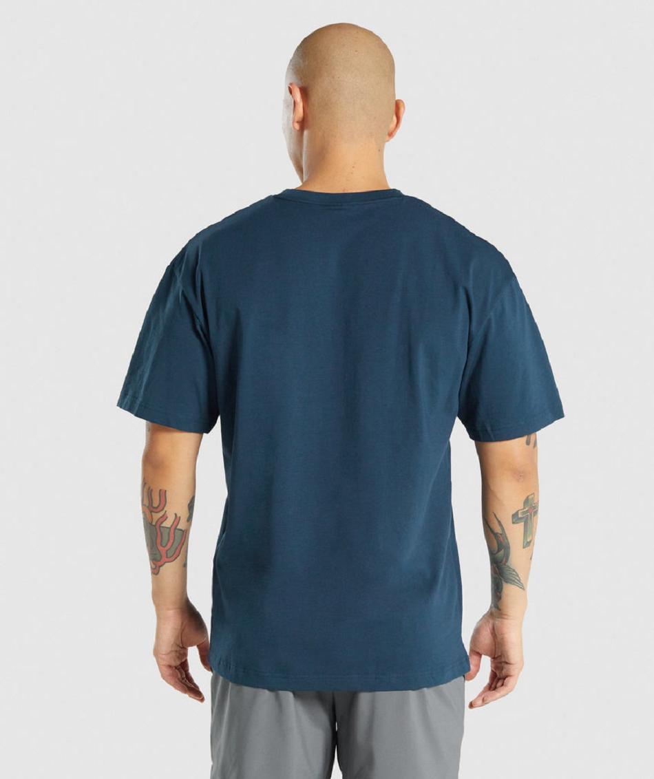 T Shirts Gymshark Essential Oversized Hombre Azul Marino | MX_3256YXF