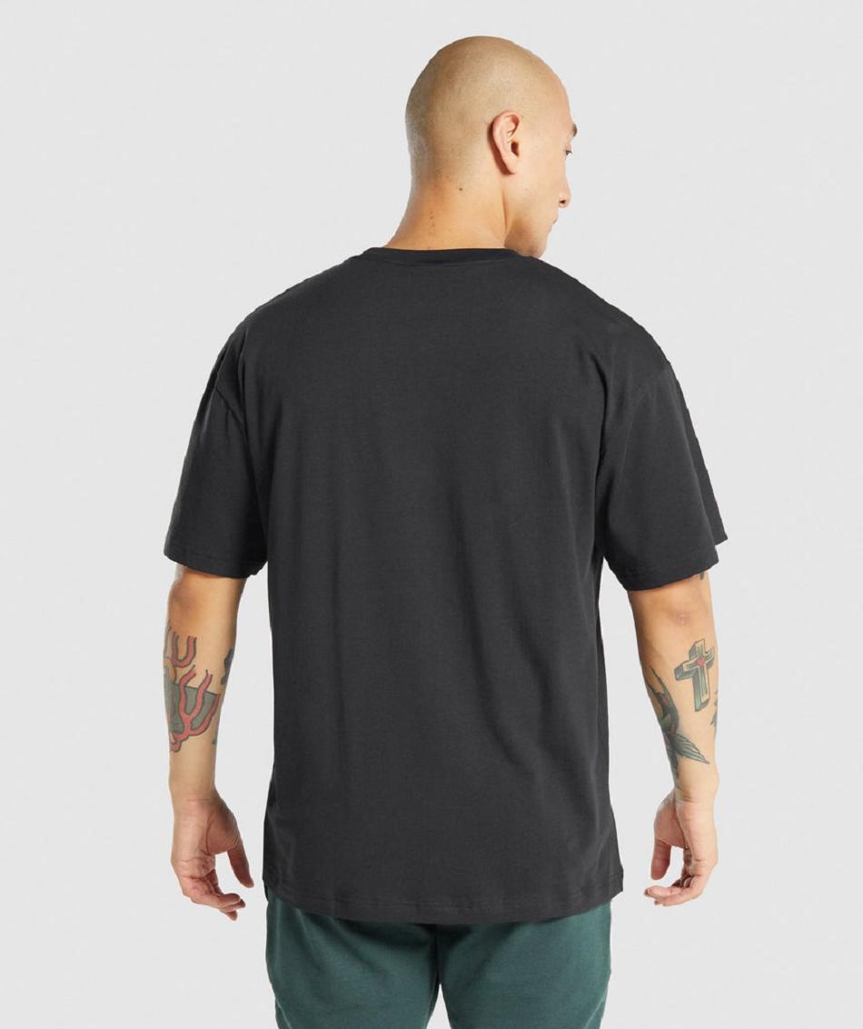 T Shirts Gymshark Essential Oversized Hombre Negros | MX_3275BEX