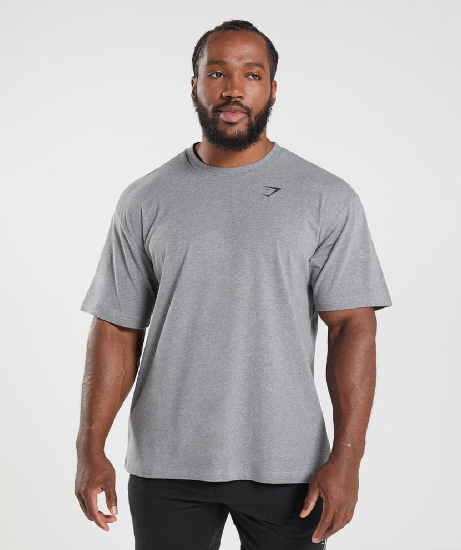 T Shirts Gymshark Essential Oversized Hombre Grises | MX_3276NWY