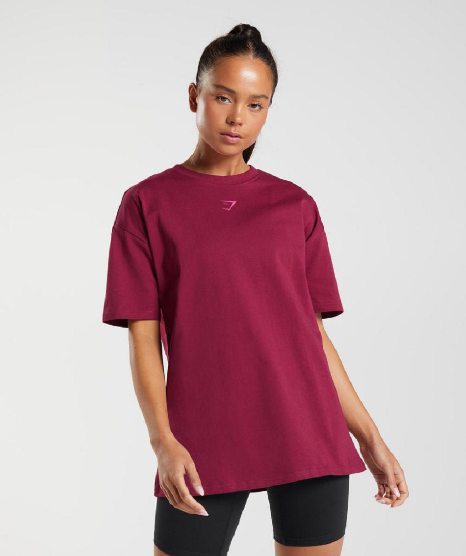 T Shirts Gymshark Fraction Oversized Mujer Rosas | MX_4042NWY